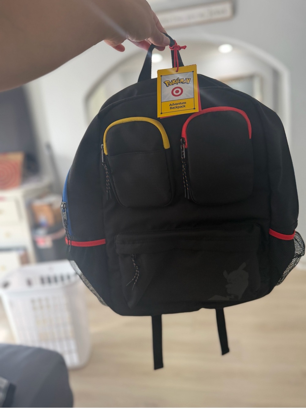 Pokemon Black Backpack with Red, Yellow & Blue Accents